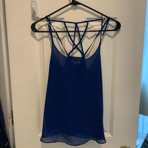 Royal blue tank with detailed back